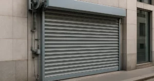 Rideau métallique en entretien à Paris, mettant en avant le mécanisme de maintenance et la durabilité des matériaux.