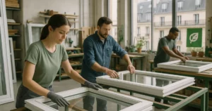 Atelier de fabrication de fenêtres respectant les normes environnementales à Paris.