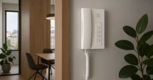 Image d'un bureau moderne à Paris mettant en avant un choix d'interphonie pour entreprise, illustrant les critères de sélection de systèmes de sécurité.