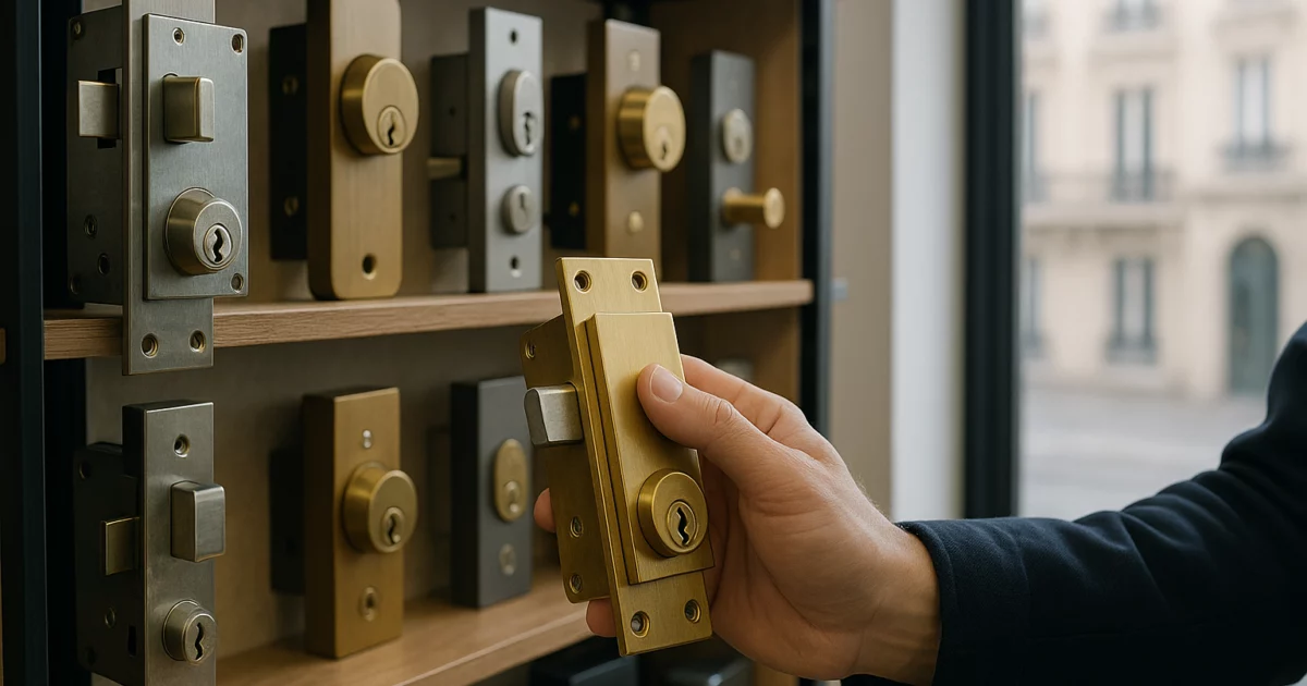 featured-4376-securiser-entreprise-serrures Sécuriser votre entreprise avec des serrures adaptées présentées dans un magasin à Paris.