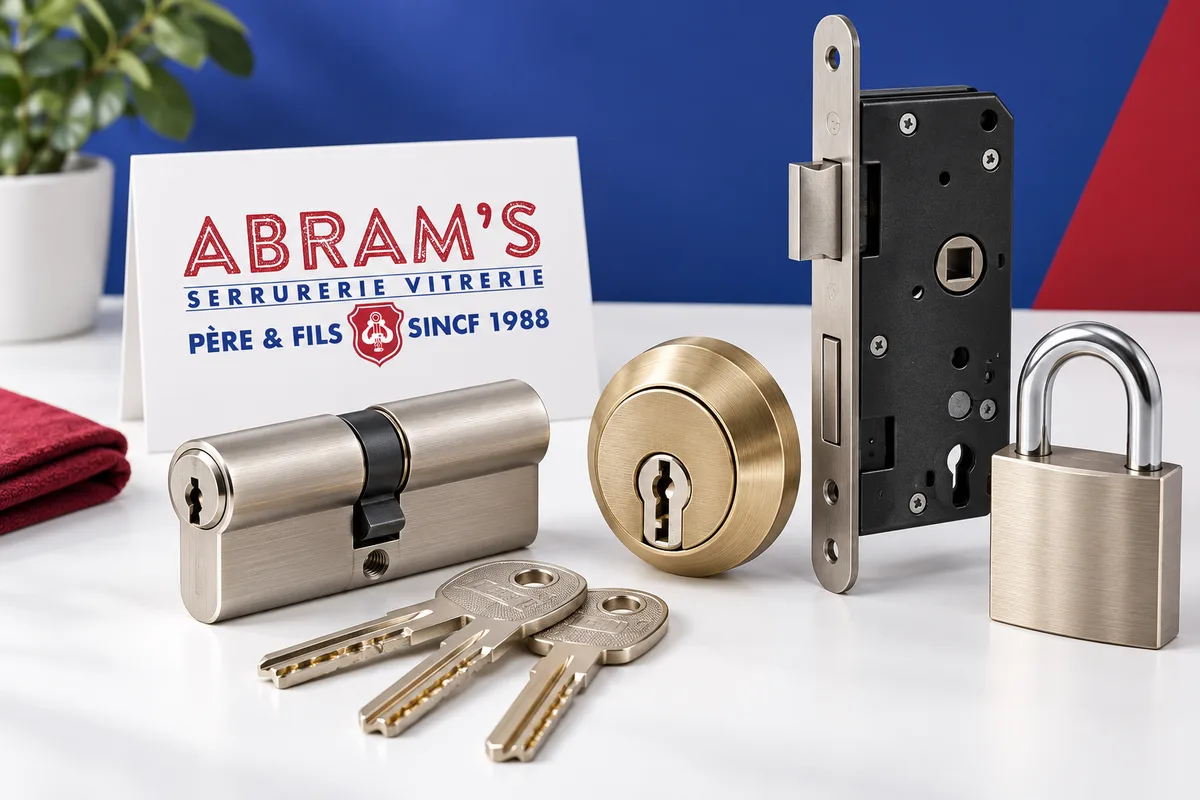Cylindre, serrure, verrou et cadenas présentés pour le conseil en boutique
